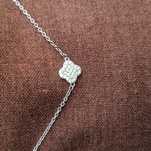 Dainty Sterling Silver 925 Clover CZ 16" Necklace